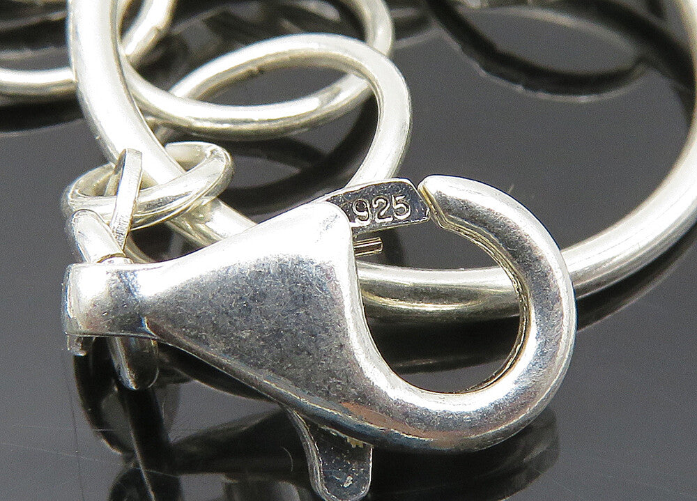 925 Sterling Silver Vintage Shiny Open Circle Link Chain Necklace NE3382