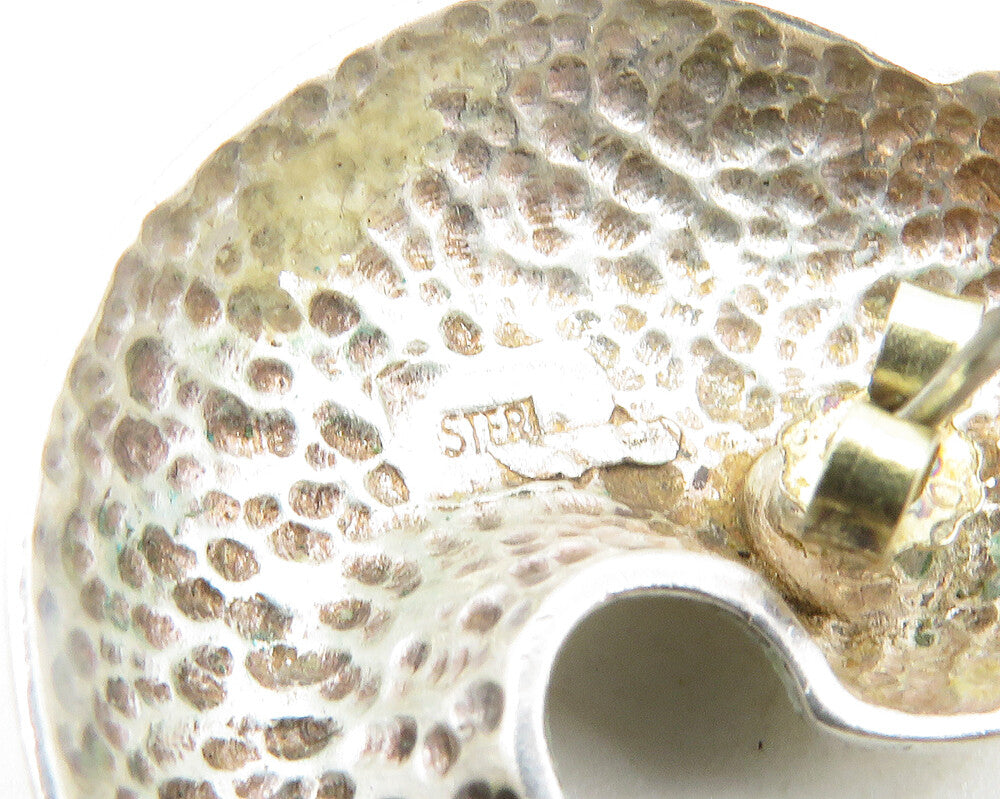 925 Sterling Silver Vintage Shiny Round Swirl Dome Drop Earrings EG5512