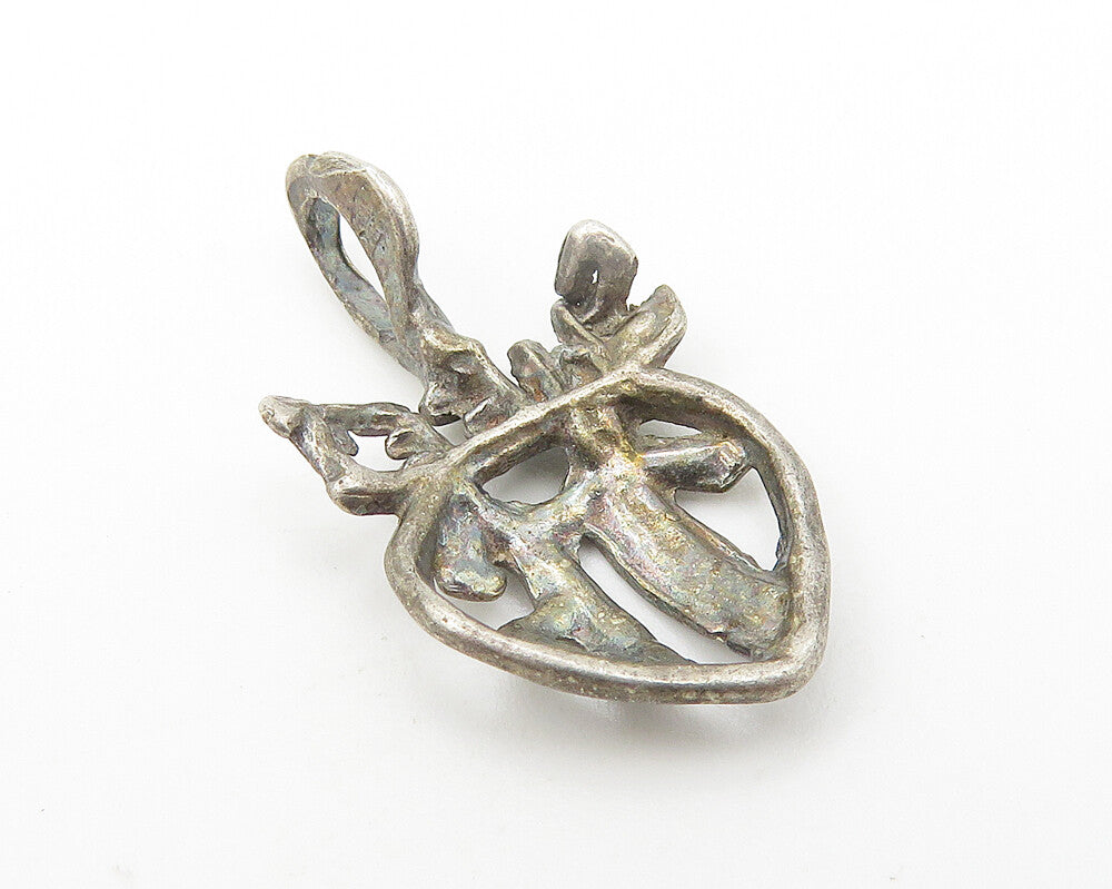 925 Sterling Silver Vintage Petite Sweet Sixteen Love Heart Pendant PT9127
