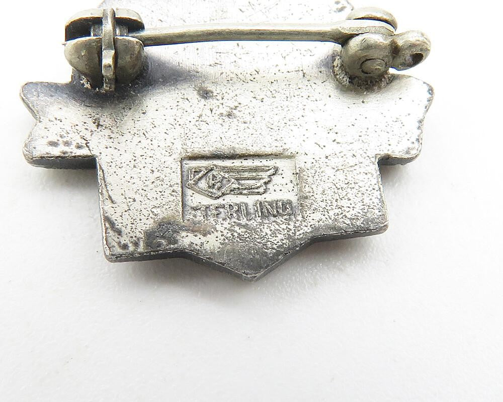 925 Sterling Silver Vintage Petite Enamel Stanhome Salesman Brooch Pin BP4229