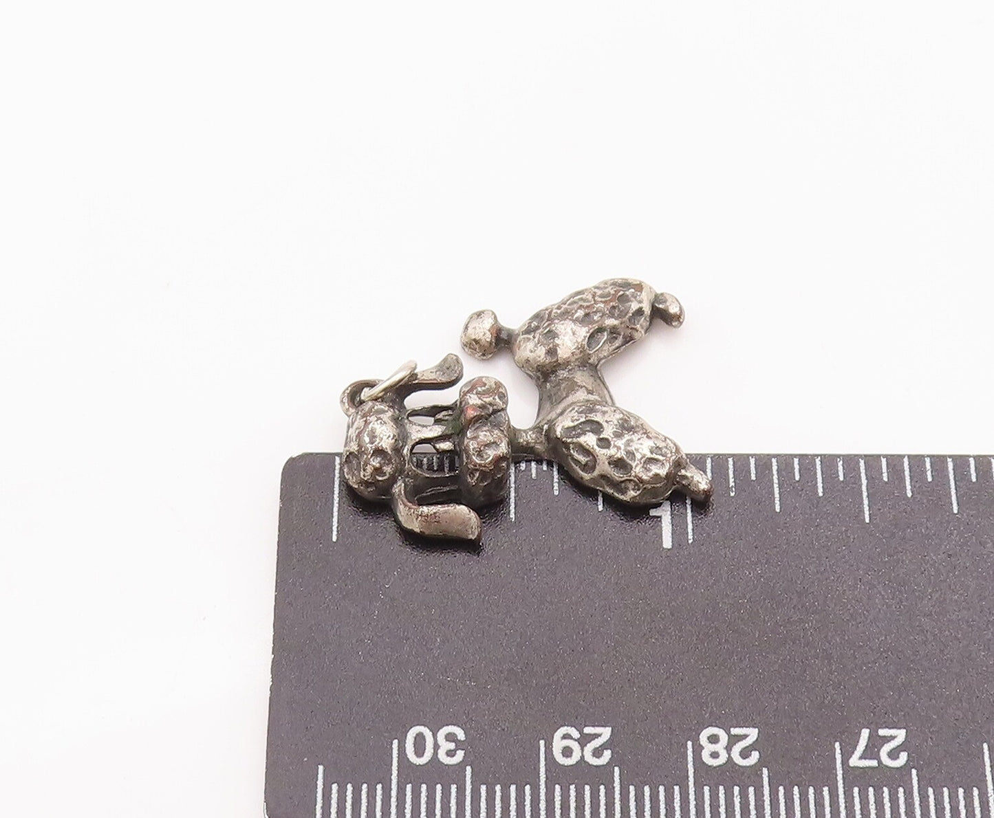 925 Sterling Silver Vintage Pendant Solid Dented Carved Poodle Dog PT22968