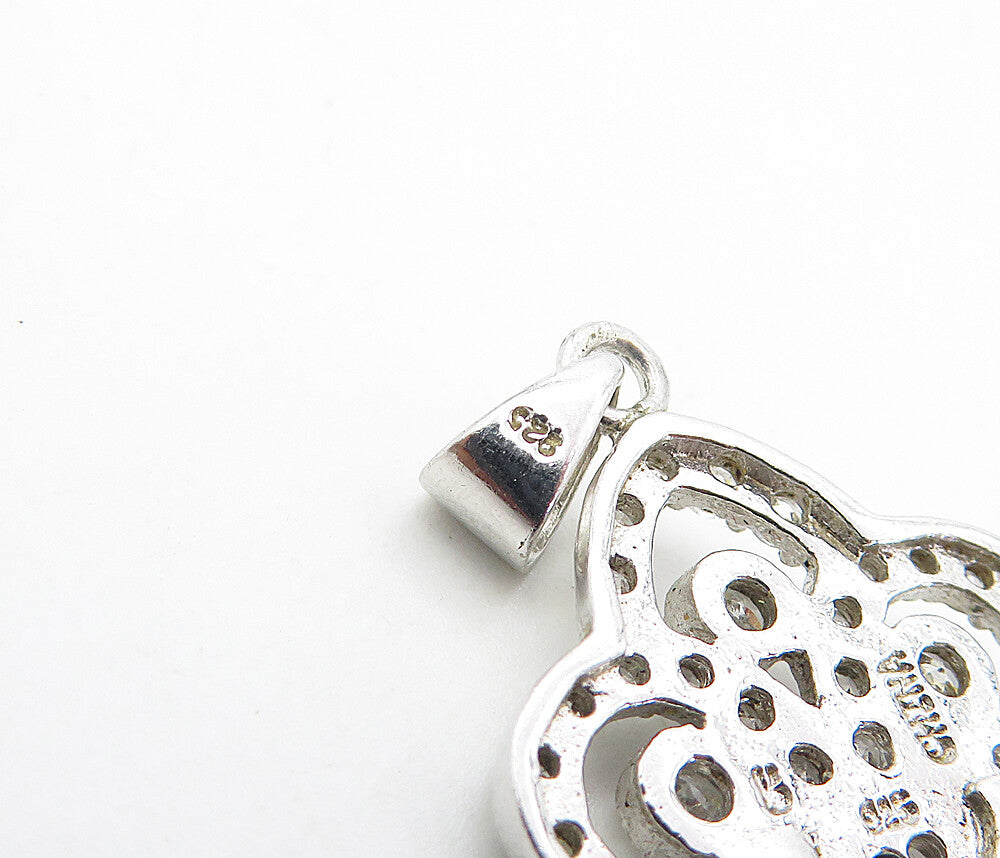 925 Sterling Silver Sparkling White Topaz Key Motif Drop Pendant PT6345