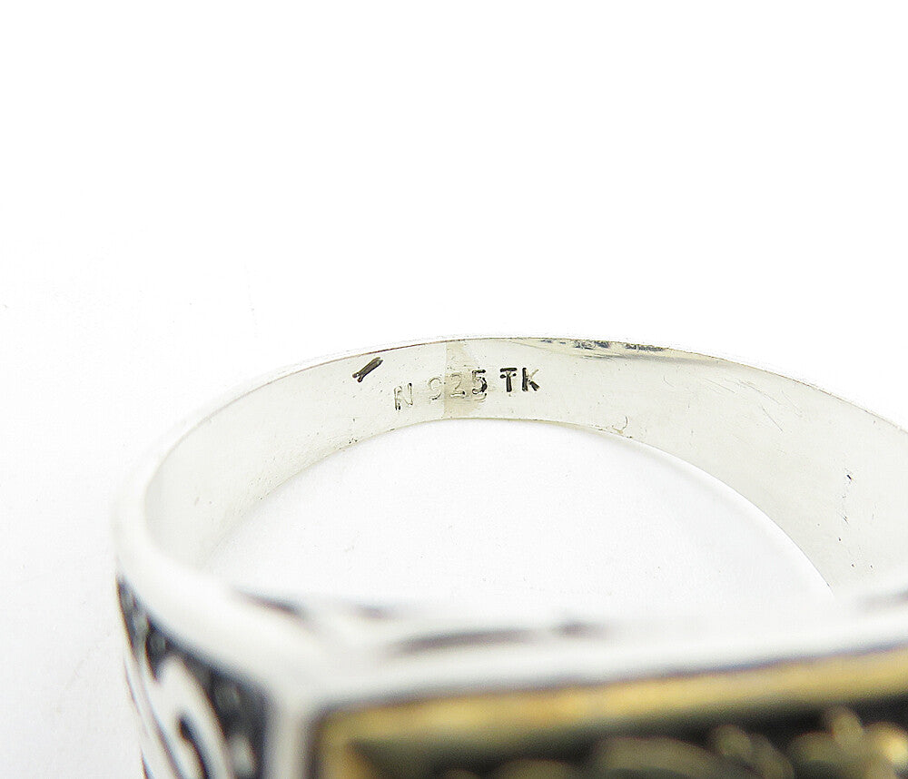925 Sterling Silver Vintage Black Onyx Square Cocktail Ring Sz 10 RG3561