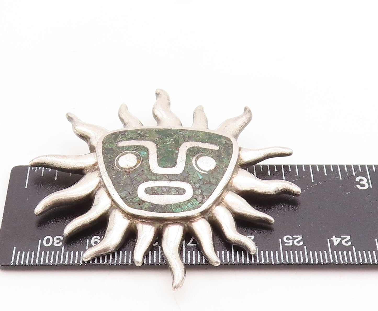 925 Sterling Silver Vintage Pendant MIGUEL MELENDEZ Turquoise Sun PT23643