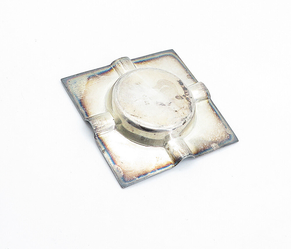 925 Sterling Silver Vintage Antique Oxidized Statue Detail Ashtray TR1210