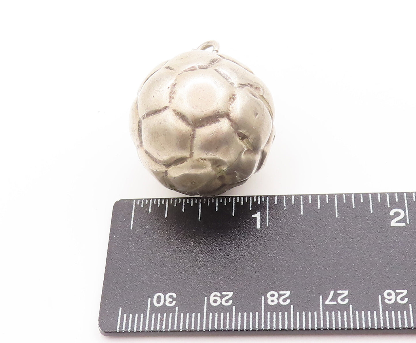 925 Sterling Silver Vintage Pendant MEXICO Puffed Football Jingles PT22718