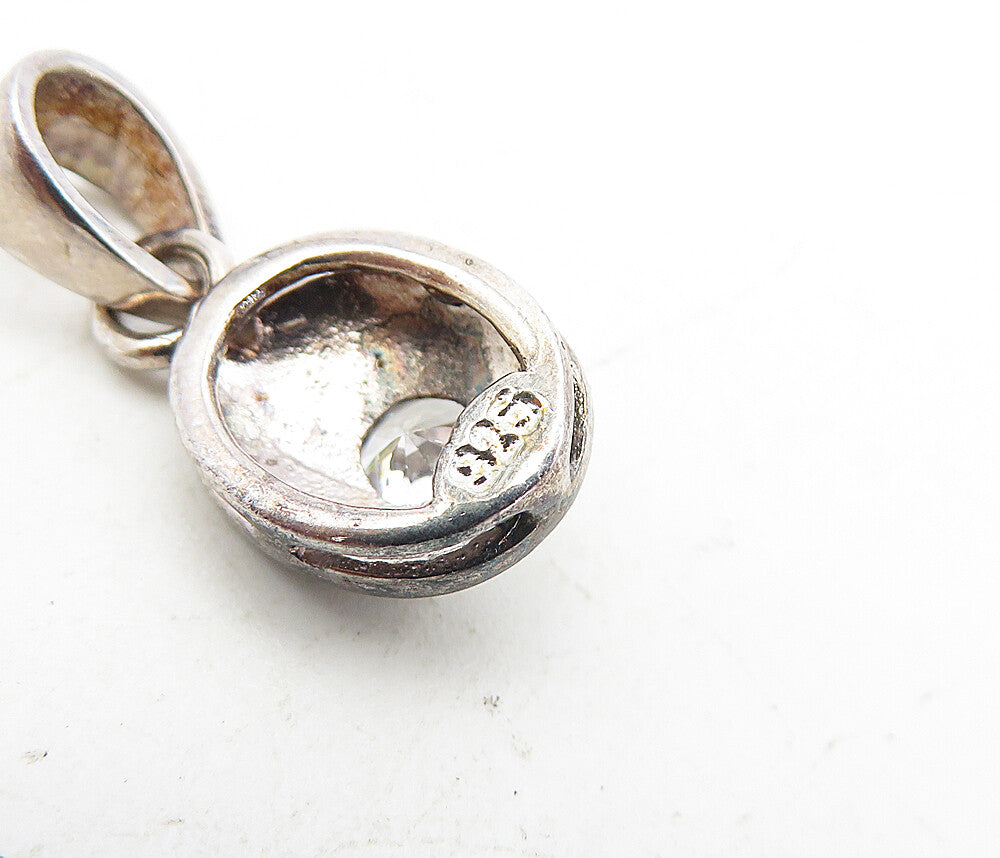 925 Sterling Silver Vintage Sparkling Cubic Zirconia Dark Tone Pendant PT6297