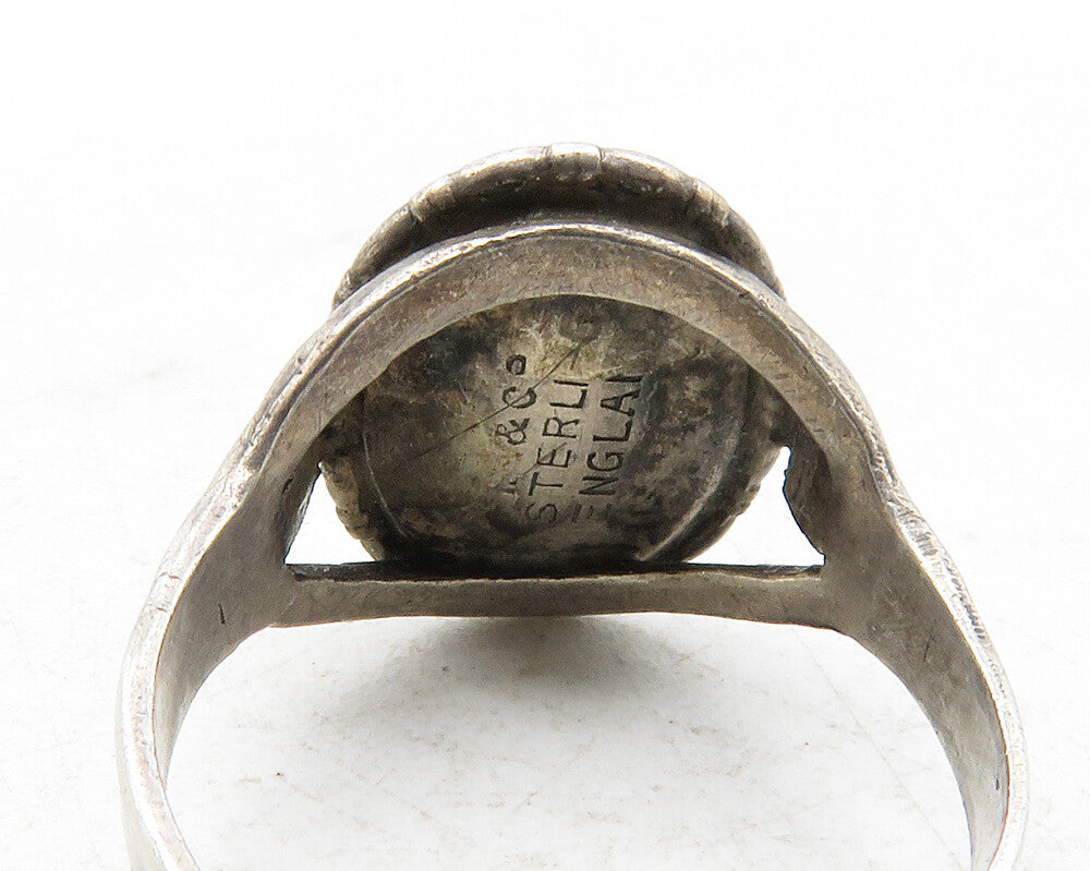 ENGLAND 925 Silver Vintage Petite Cabochon Stone Band Ring Sz 5.5 RG12602