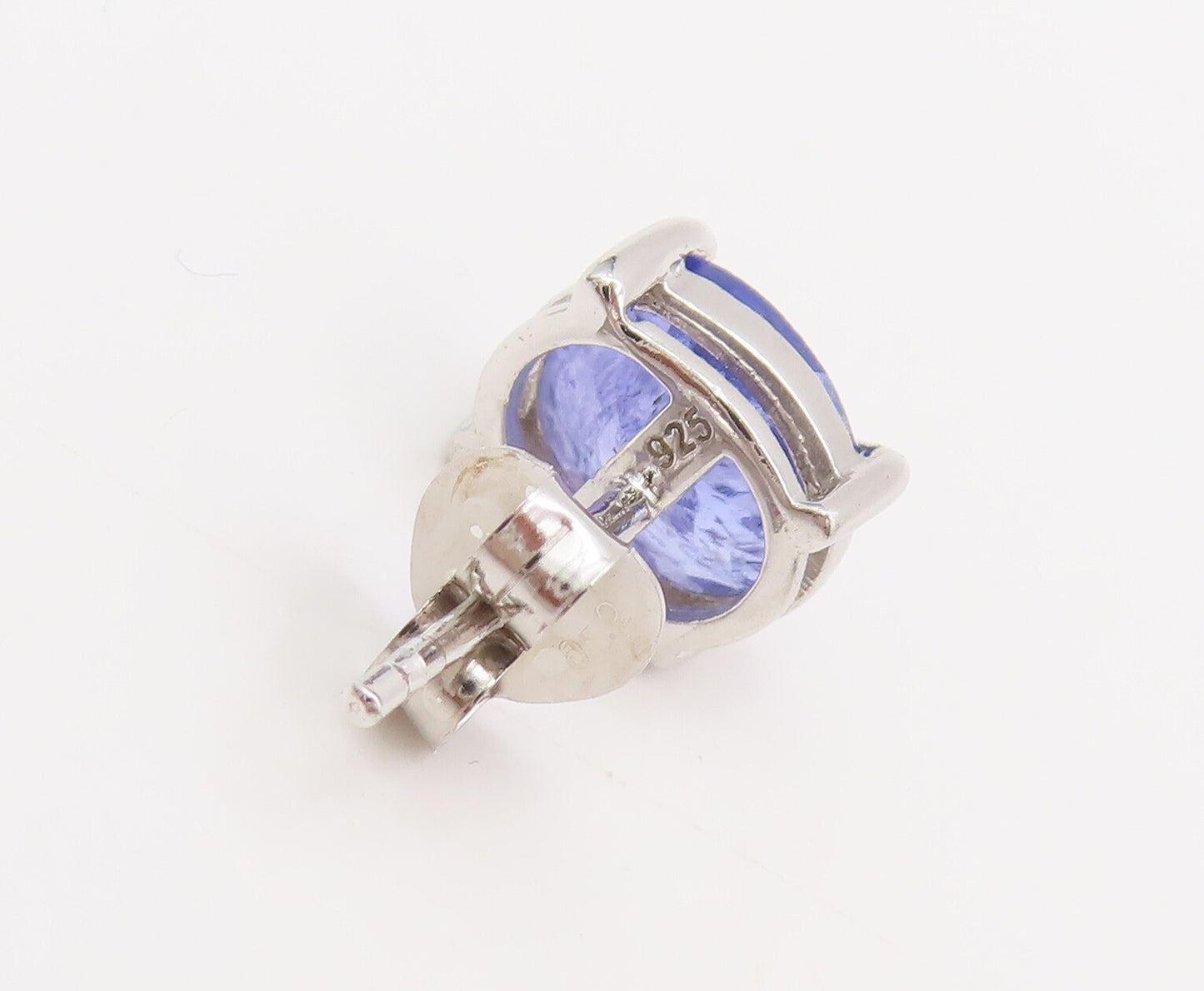 925 Sterling Silver Vintage Minimalist Oval Tanzanite Stud Earrings EG12781