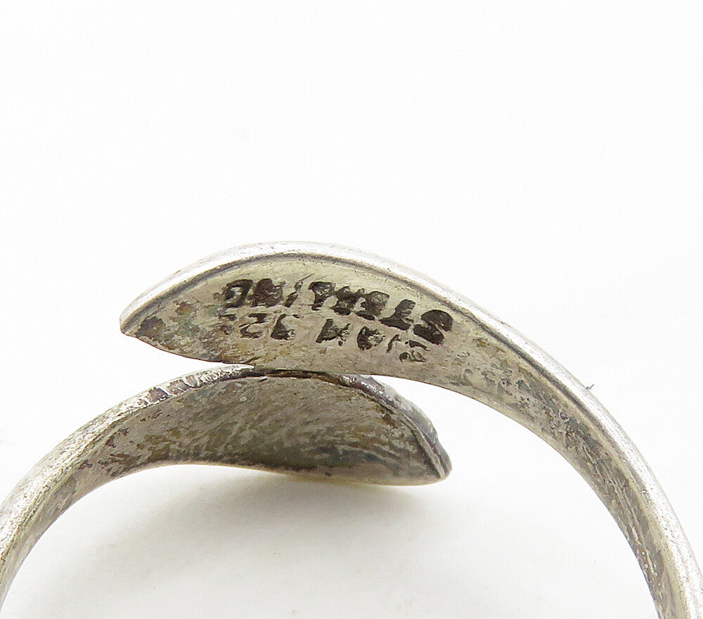 SIAM 925 Sterling Silver Vintage Enamel Dancers Bypass Ring Sz 5.5 RG17010