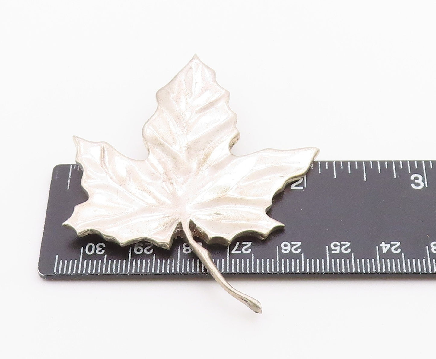 MMA 925 Sterling Silver Vintage Modernist Single Leaf Brooch Pin BP9451