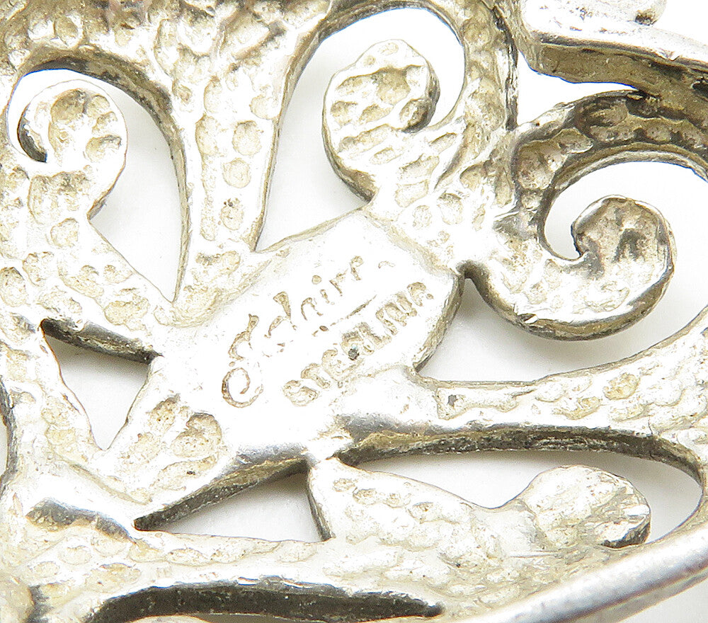 JEZLAINE 925 Silver Vintage Floral Leaf Love Heart Dome Pendant PT12584