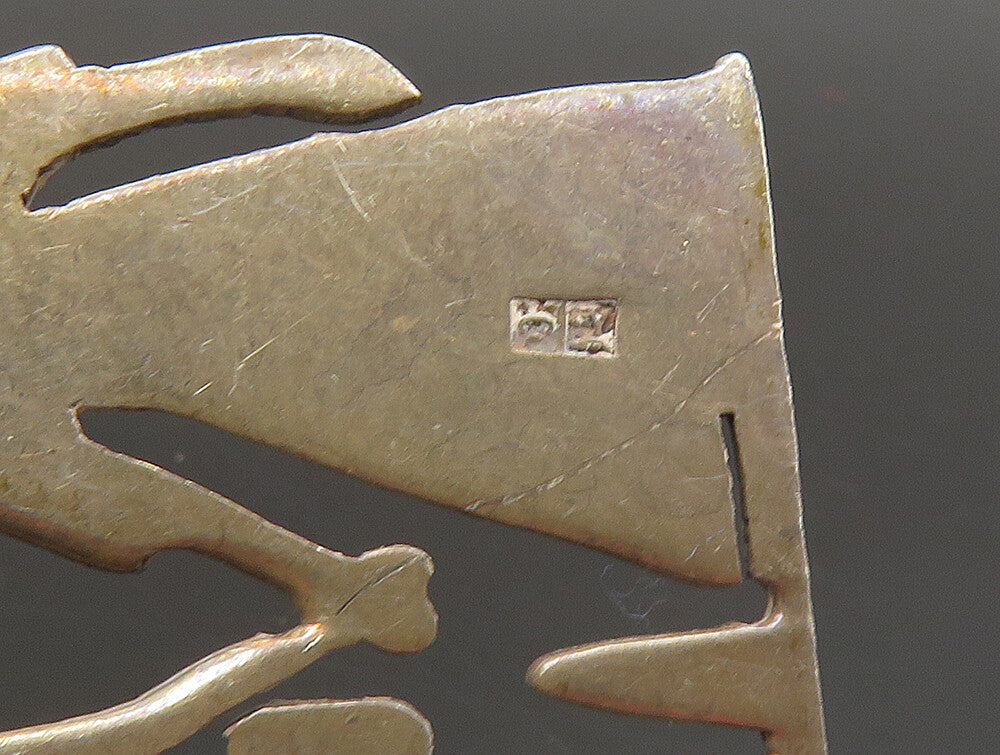 MIDDLE EAST 925 Silver Vintage Egyptian Pharaoh Holding Hand Pendant PT19762