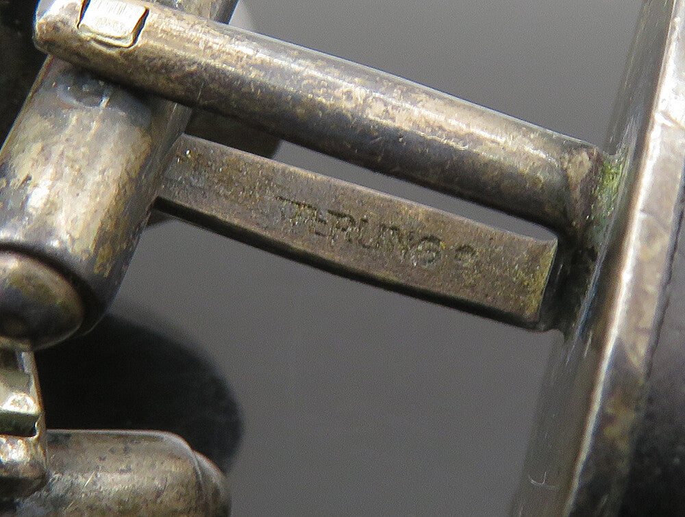 STEIG 925 Sterling Silver Vintage Wooden Oxidized Smooth Cufflinks TR3239