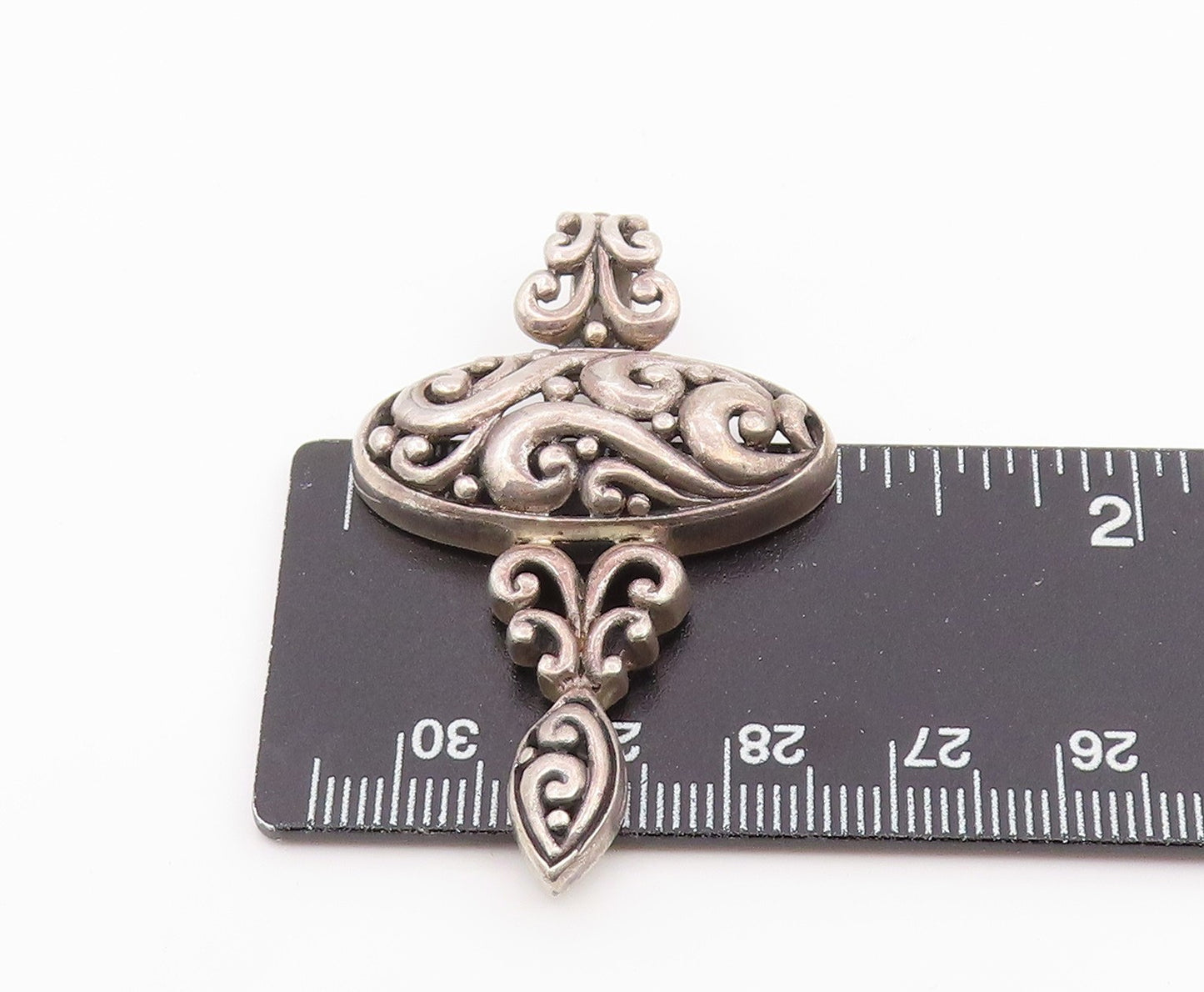 925 Sterling Silver Vintage Pendant Intricate Solid Scrollwork Locket PT25964