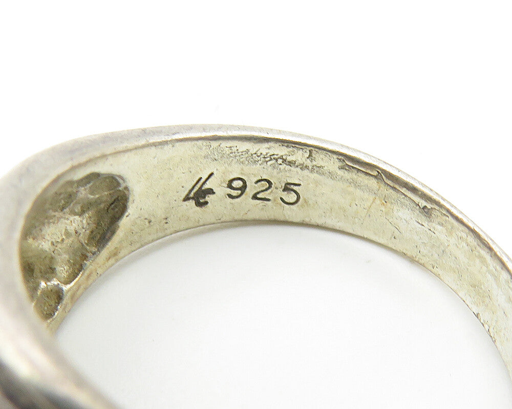 925 Sterling Silver Vintage Dark Tone Diamond Cut Band Ring Sz 6 RG11423