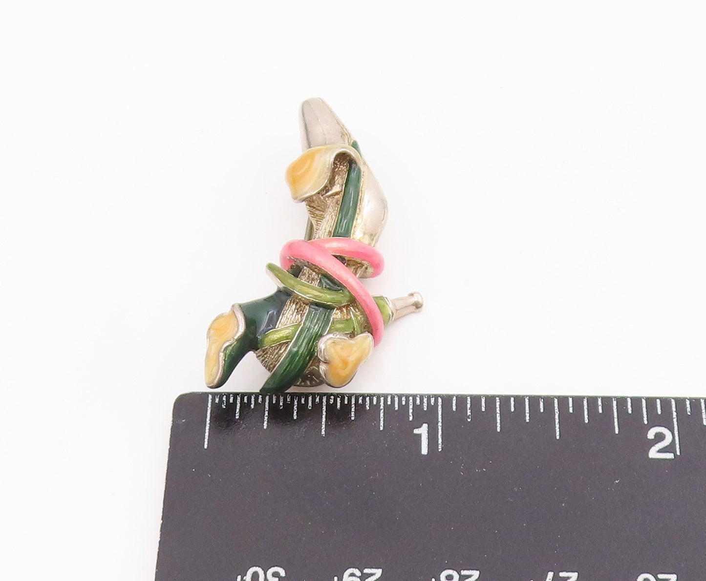 925 Sterling Silver Vintage Brooch Enamel High Heel Shoe With Vines Pin BP12153
