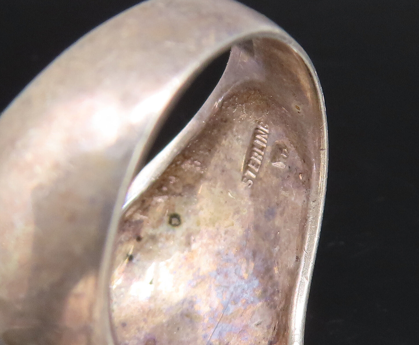 14K GOLD & 925 Silver Vintage Minimal Love Heart With X Ring Sz 5.75 RG26072
