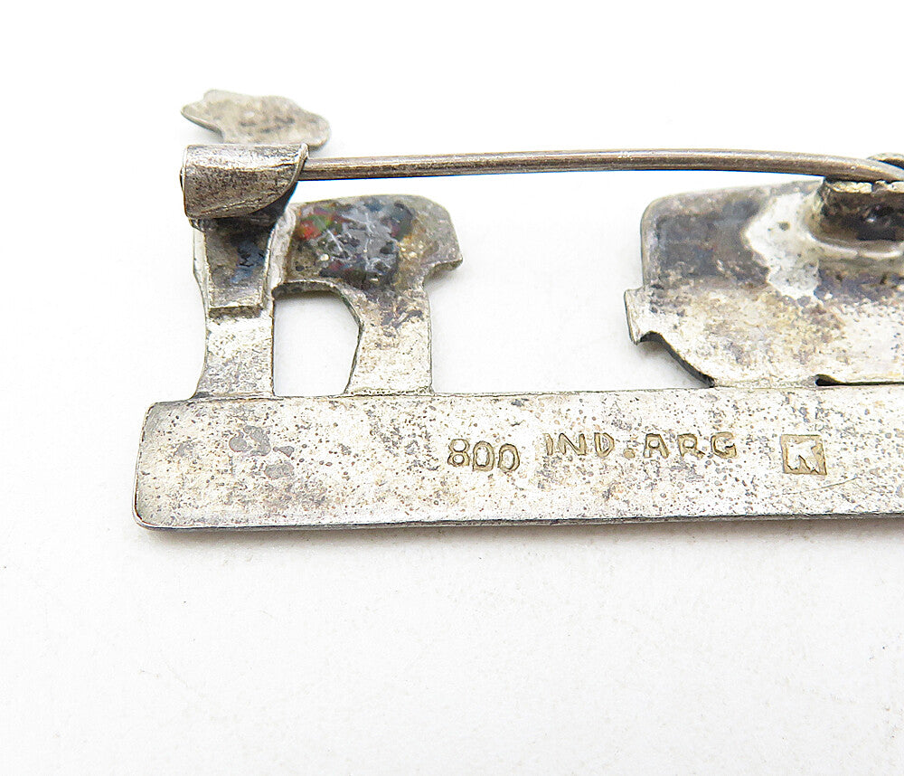 925 Sterling Silver Vintage Antique Petite Alpaca Carriage Brooch Pin BP3127