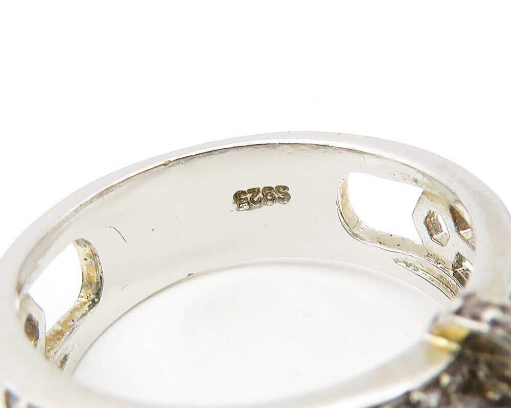 925 Sterling Silver Sparkling Cubic Zirconia Buckle Band Ring Sz 7 RG11323