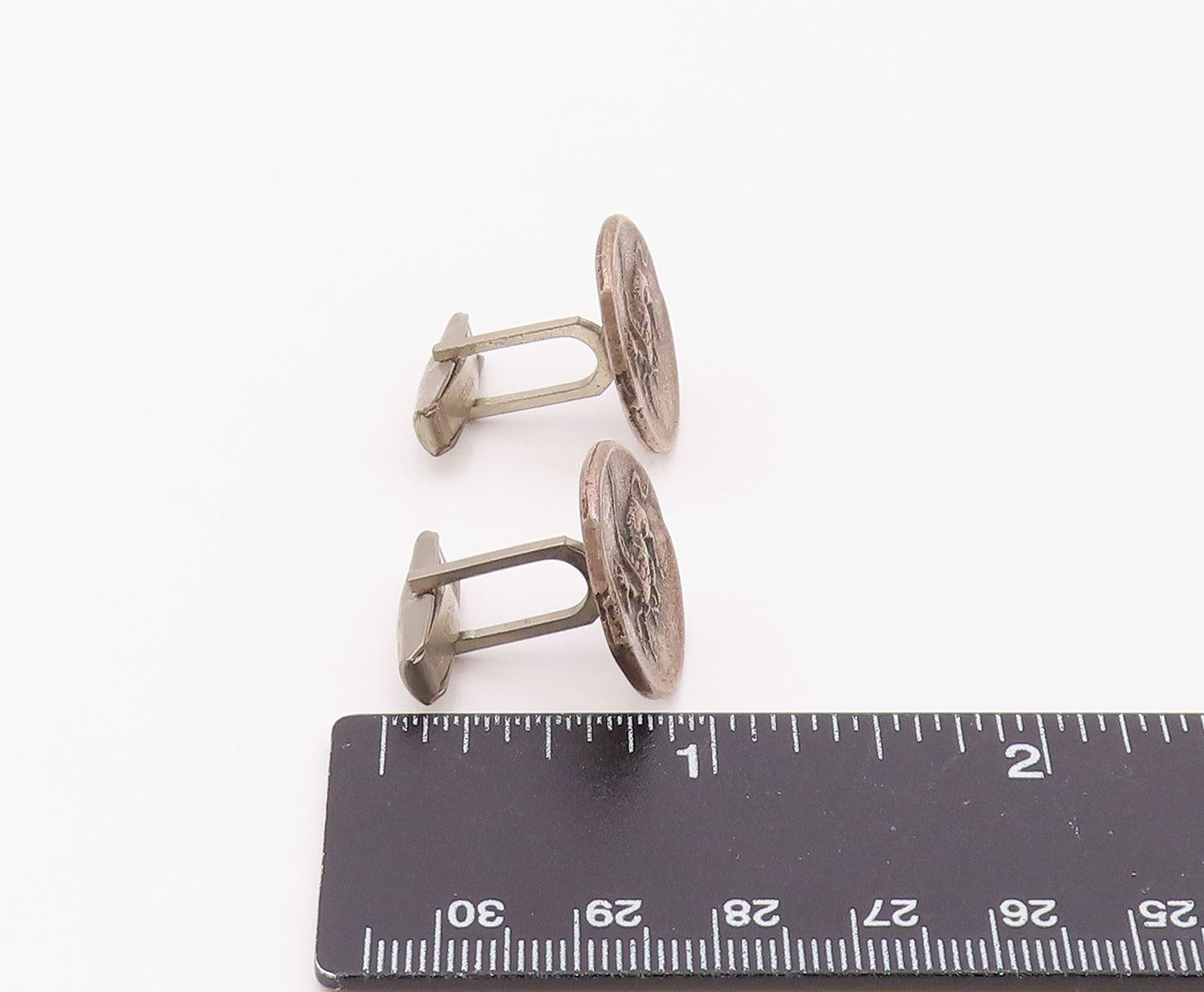 925 Sterling Silver Vintage Rustic Flying Horse Round Cufflinks TR2764