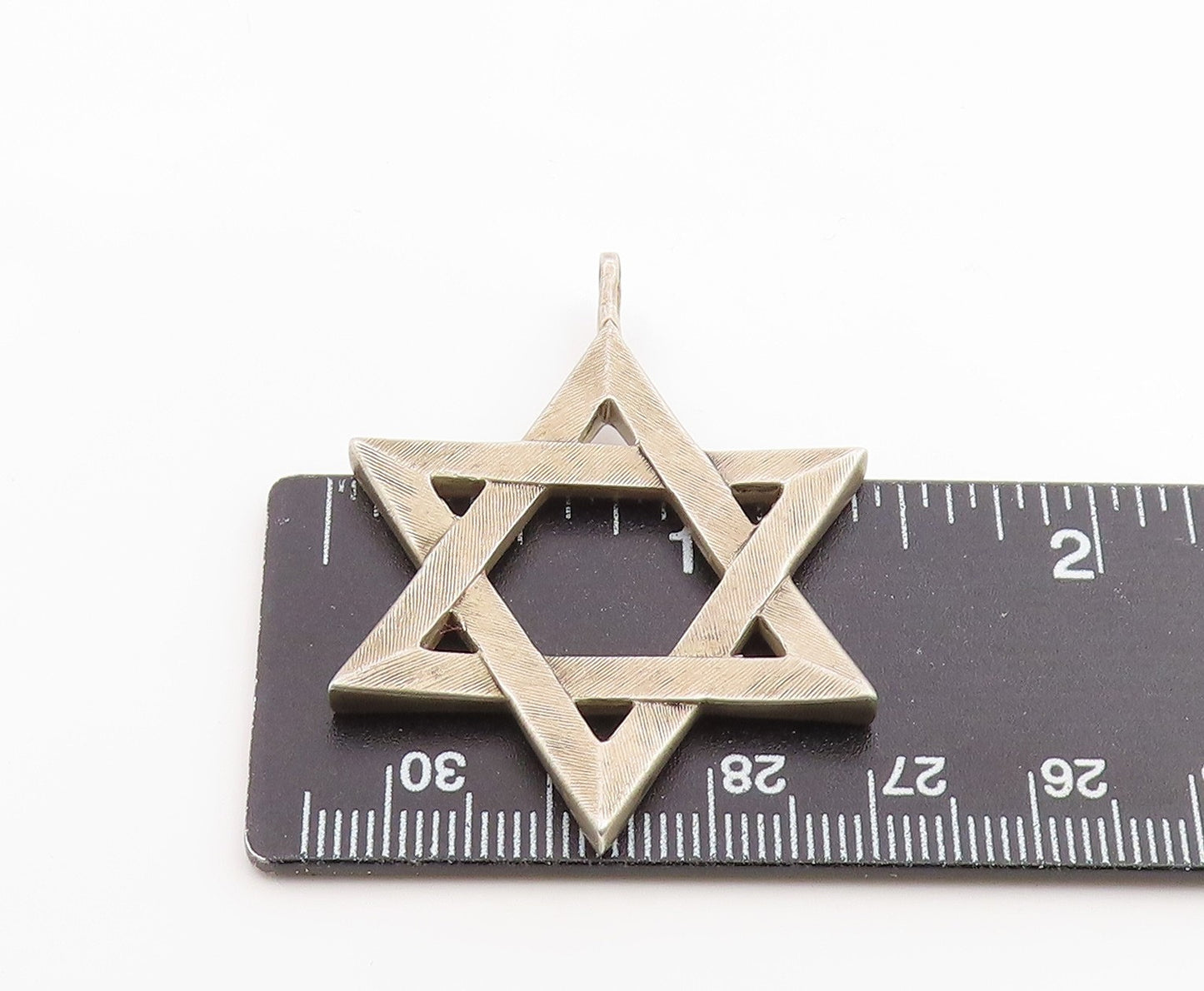 925 Sterling Silver Vintage Pendant Modernist Textured Star Of David PT26289