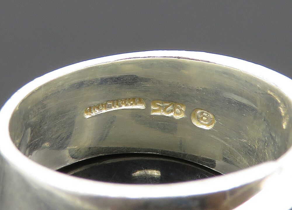925 Sterling Silver Vintage Shiny Wrap Around Design Band Ring Sz 8 RG20028