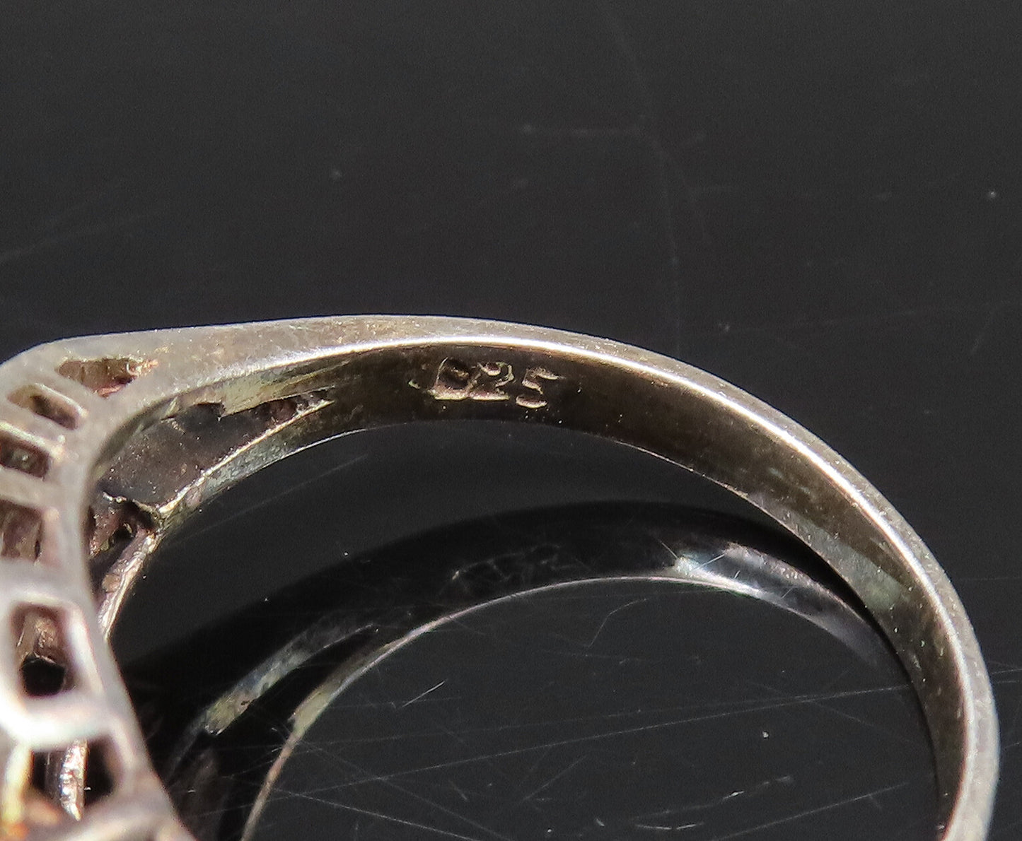 925 Silver Vintage Sparkly Spinel & Cubic Zirconia Swirl Ring Sz 7 RG26038
