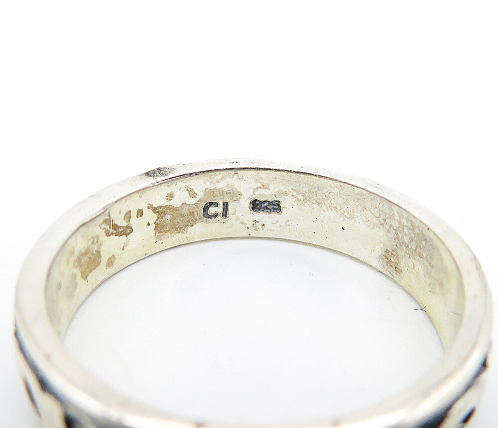 925 Sterling Silver Vintage Dark Tone Swirl Pattern Band Ring Sz 8 RG4052