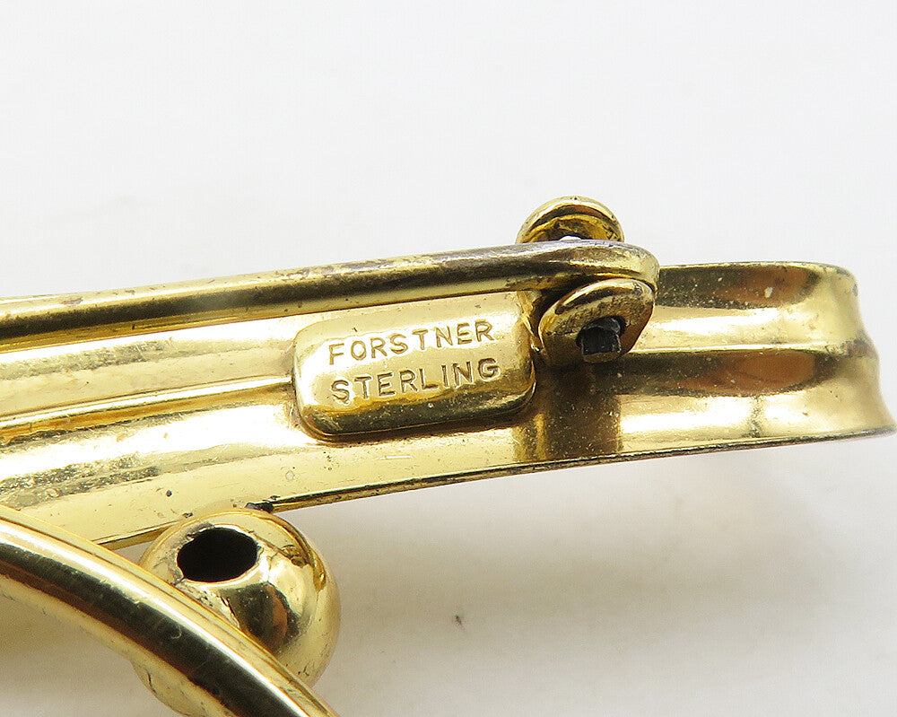 FORSTNER 925 Silver Vintage Shiny Gold Plated Swirl Spiral Brooch Pin BP7515