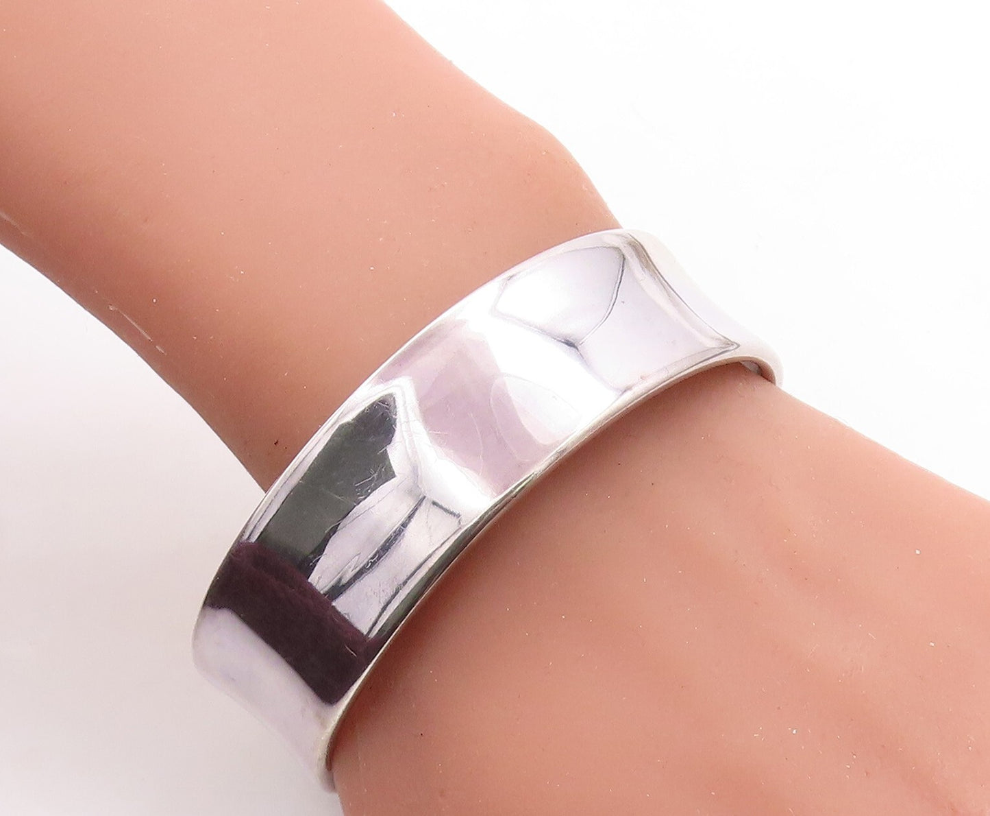 925 Sterling Silver Vintage Dark Tone Minimalist Shiny Cuff Bracelet BT2569