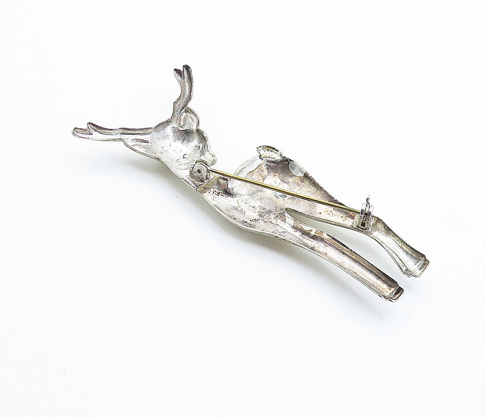 SB 925 Sterling Silver Vintage Shiny Baby Deer Motif Brooch Pin BP2836