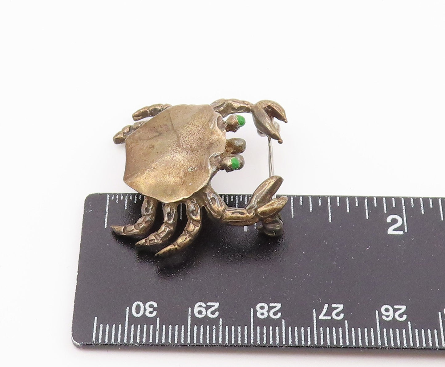 925 Sterling Silver Vintage Brooch Pin Classic Turquoise Eye Crab Cutout BP12630