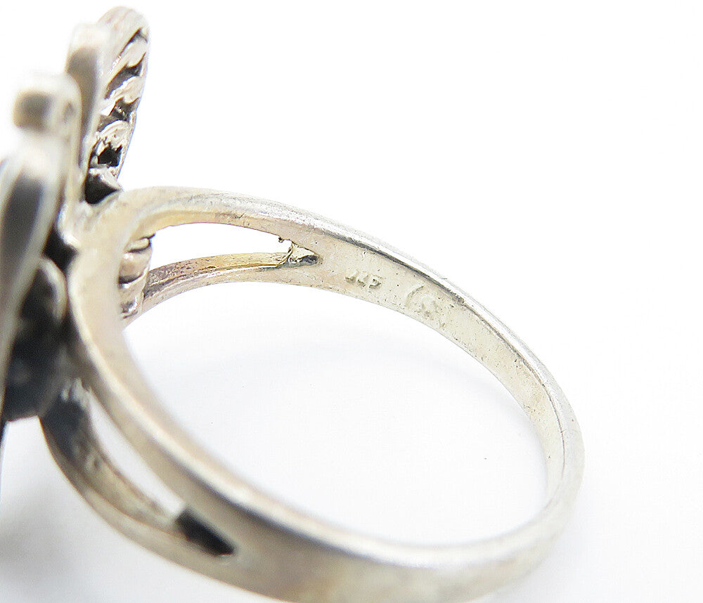 925 Sterling Silver Vintage Butterfly Motif Split Band Ring Sz 5.5 RG6261