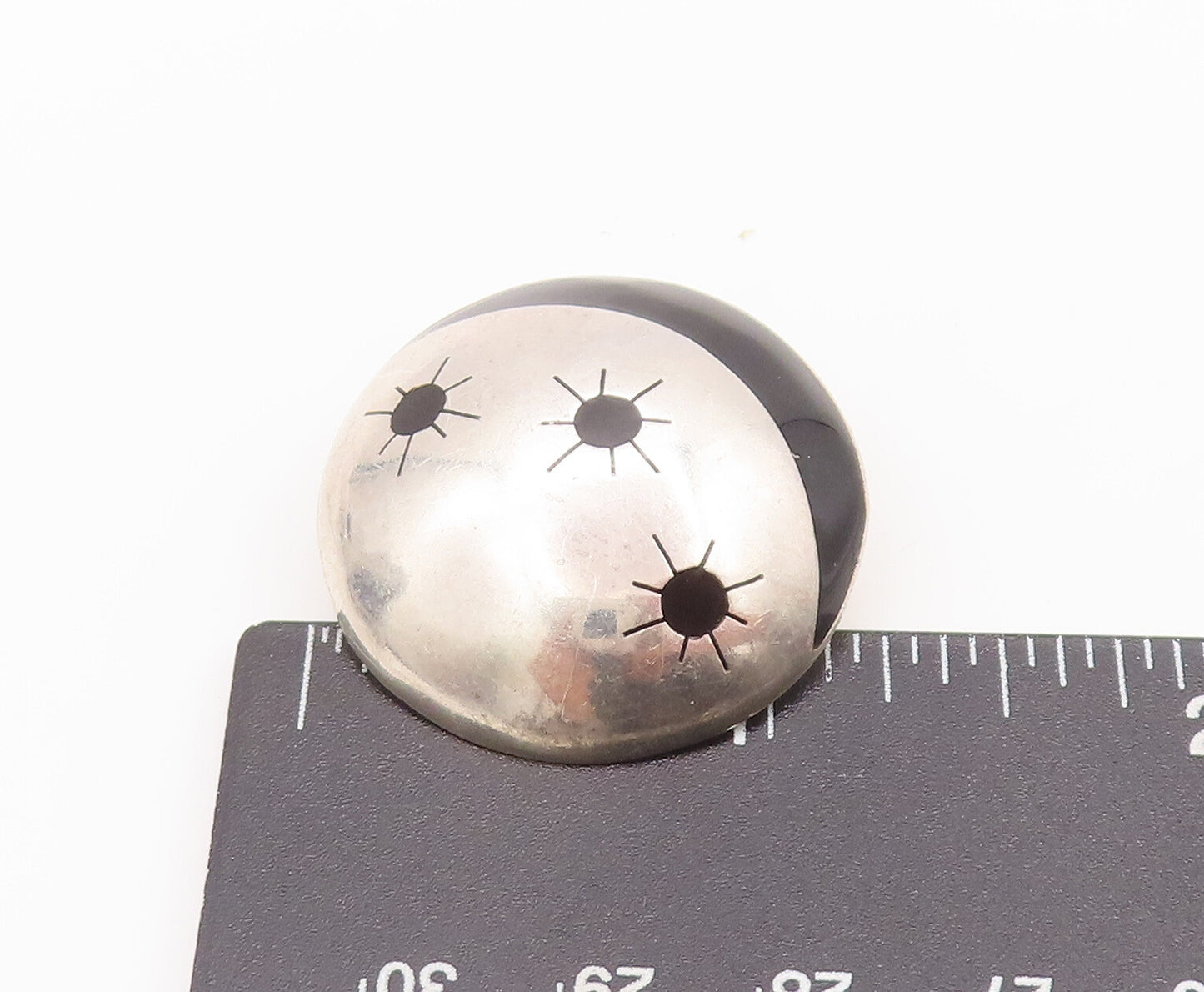 925 Sterling Silver Vintage Earrings MEXICO Domed Inlay Moon & Stars EG12865