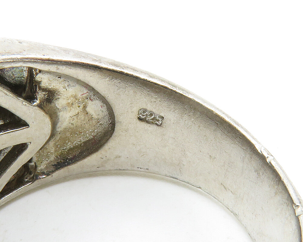 925 Sterling Silver Vintage Cubic Zirconia Cocktail Ring Sz 11.5 RG13834