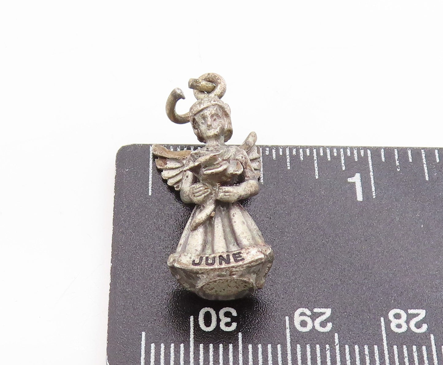 925 Sterling Silver Vintage Pendant Lucky Guardian Angel Of June Charm PT25025