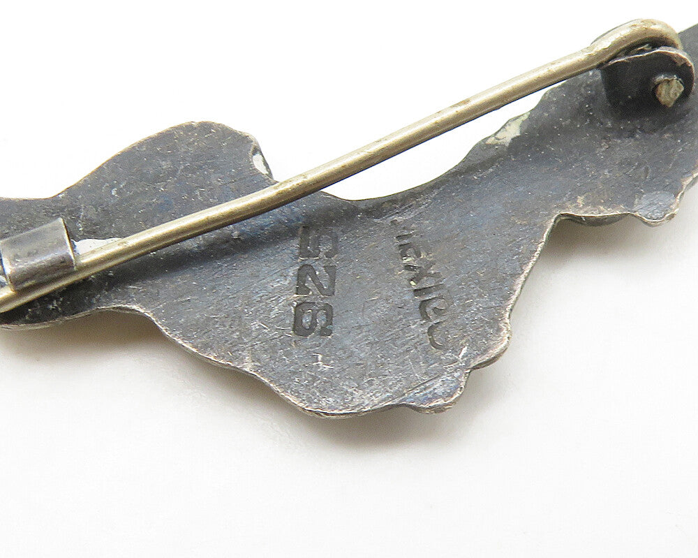 MEXICO 925 Sterling Silver Vintage Antique Petite Dog Brooch Pin BP6890