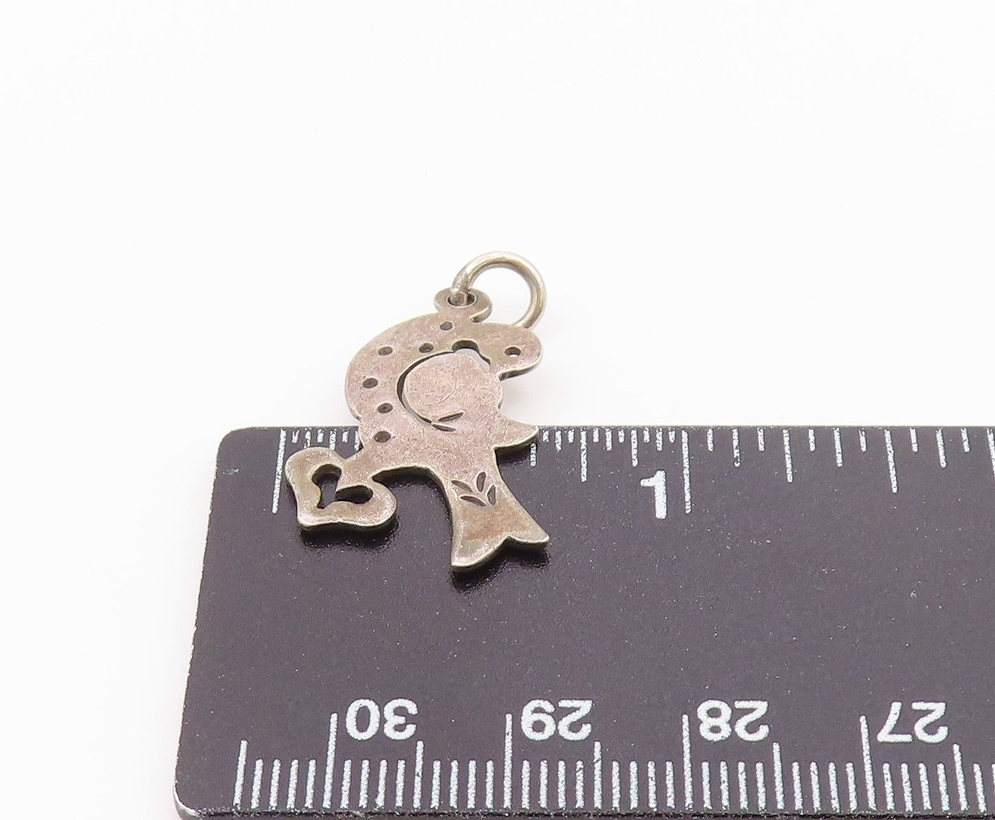JAN LESLIE 925 Sterling Silver Vintage Love Heart Bird Motif Pendant PT16375