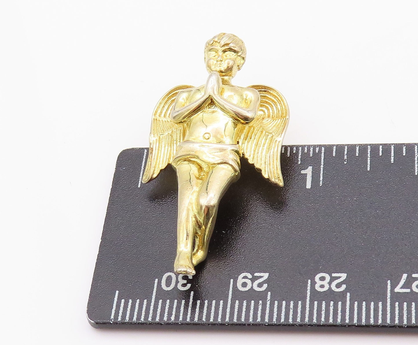 925 Sterling Silver Vintage Pendant Gold Plated Praying Cherub Angel PT24035
