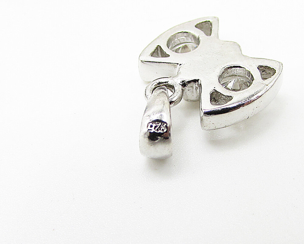 925 Sterling Silver White Cubic Zirconia Bow Pendant PT1929