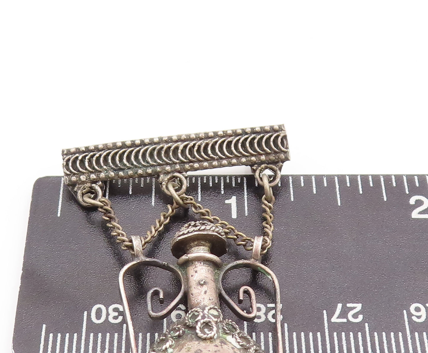925 Sterling Silver Vintage Brooch Pin ISRAEL Gemstone Bottle (OPENS) BP11067