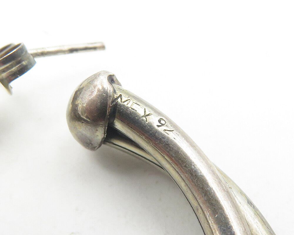 925 Sterling Silver Vintage Shiny Smooth Double JHoop Earrings EG6151