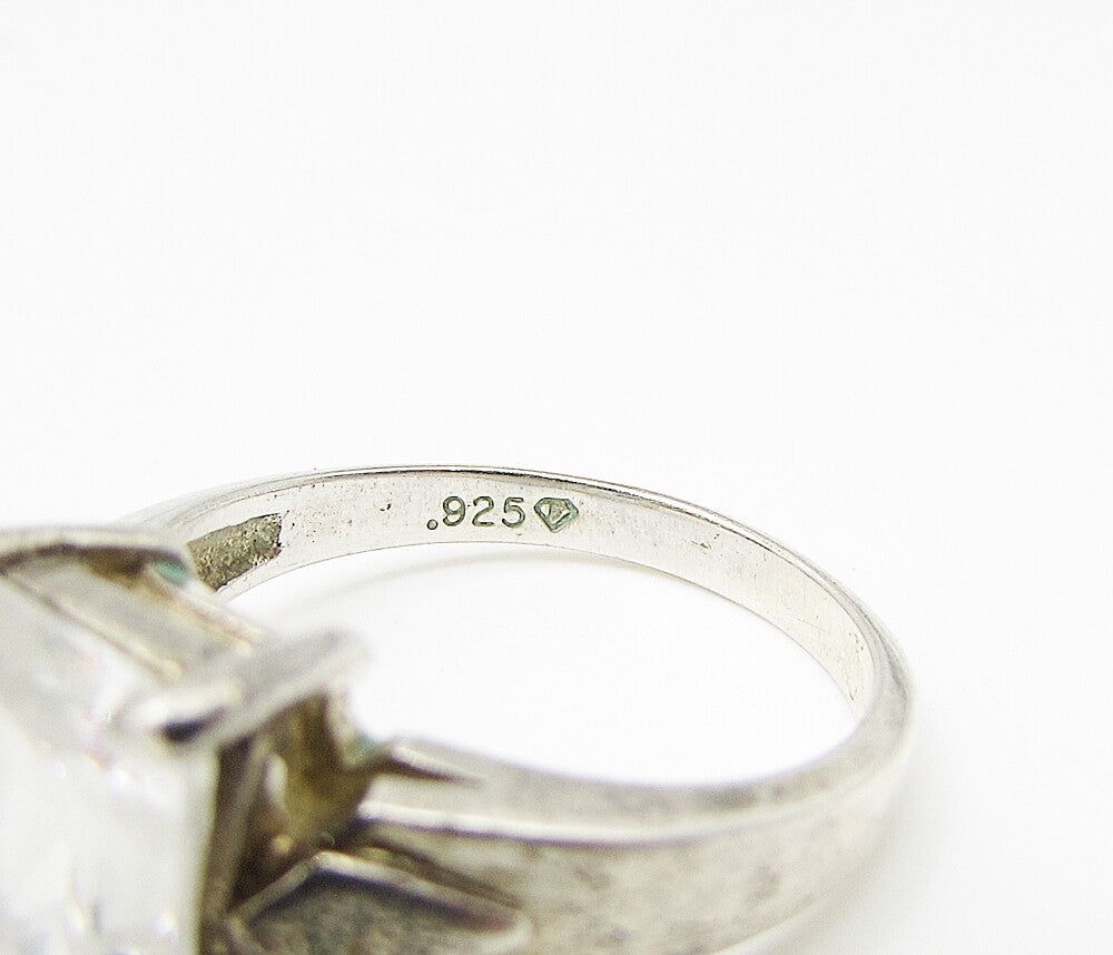 925 Sterling Silver White Cubic Zirconia Engagement Ring Sz 7 RG2950