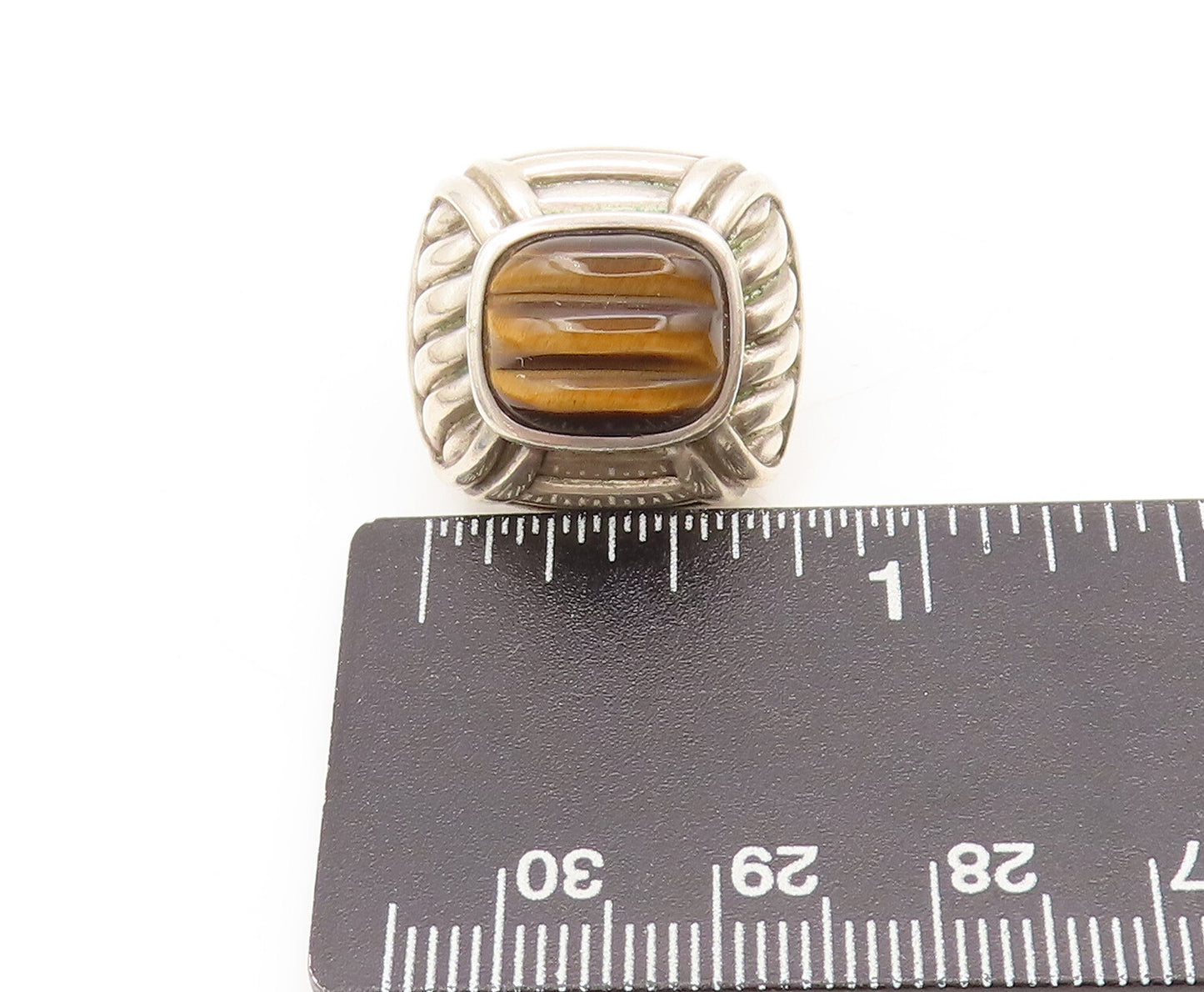 JUDITH RIPKA 925 Silver Vintage Moonstone Tiger Eve Carved Earrings EG12699