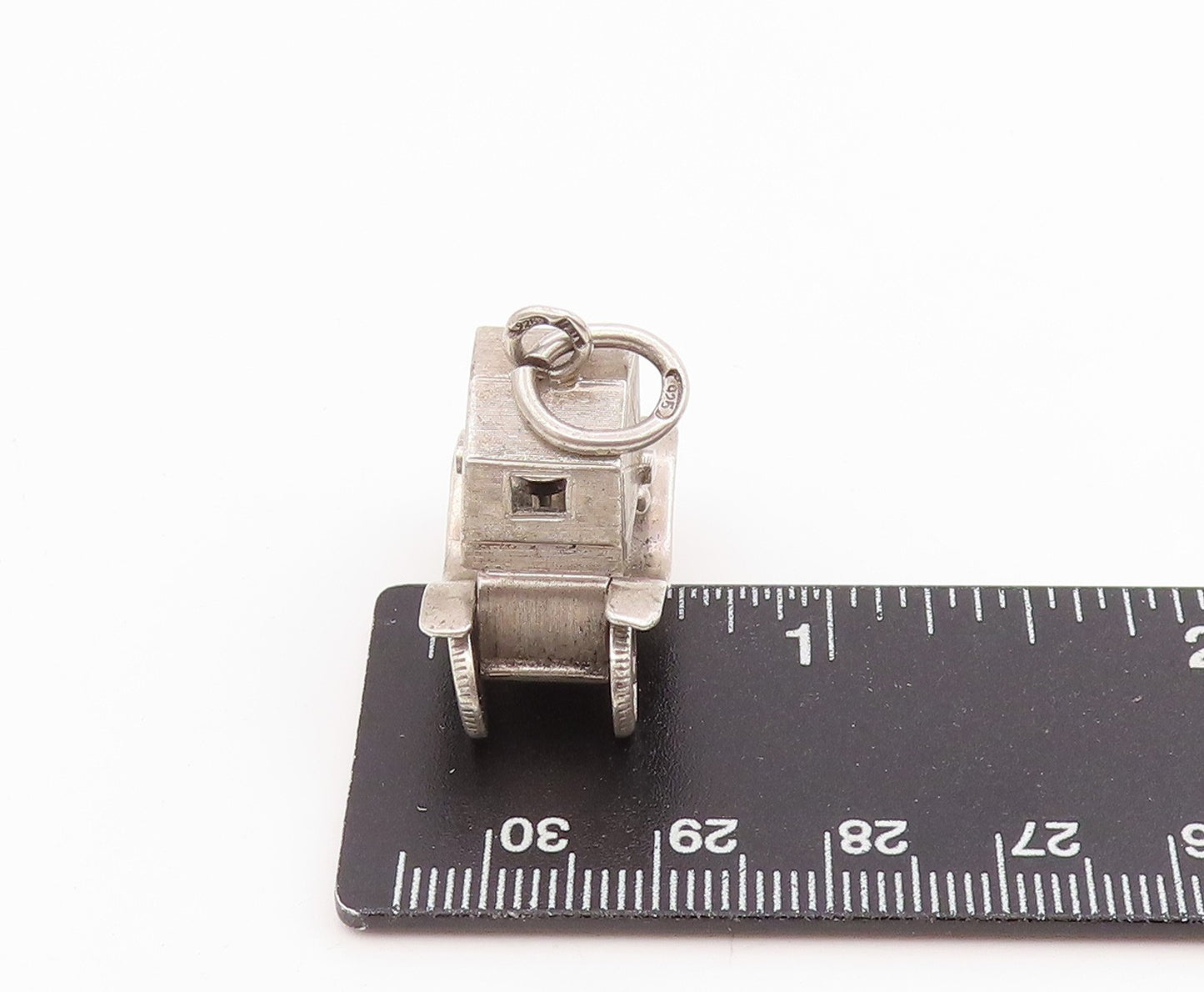 925 Sterling Silver Vintage Pendant 3D Horseless Carriage Car MOVES PT25759