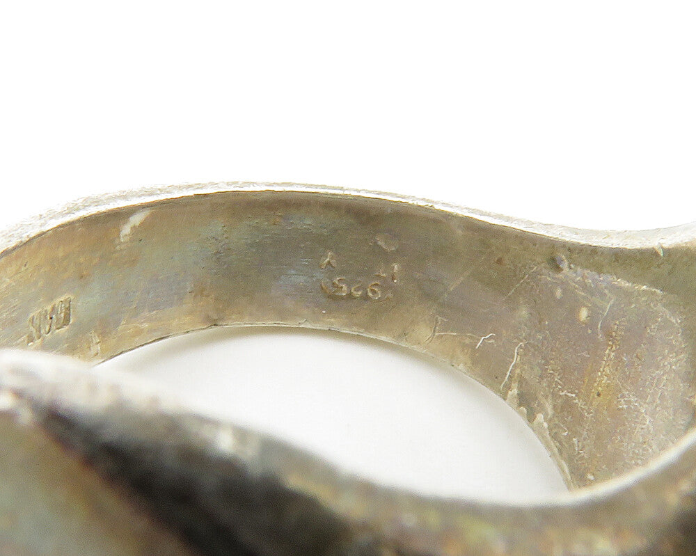 925 Sterling Silver Vintage Smooth Wavy Dark Tone Band Ring Sz 7 RG14679
