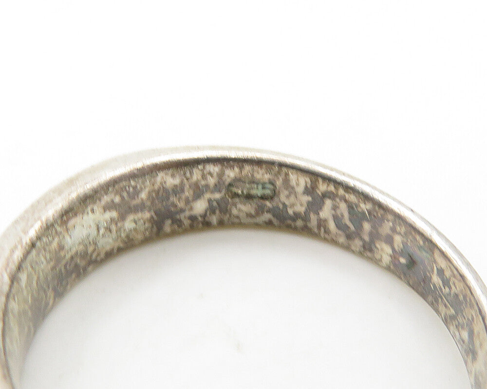 925 Sterling Silver Vintage Oxidized Love Hearts Band Ring Sz 8 RG18892