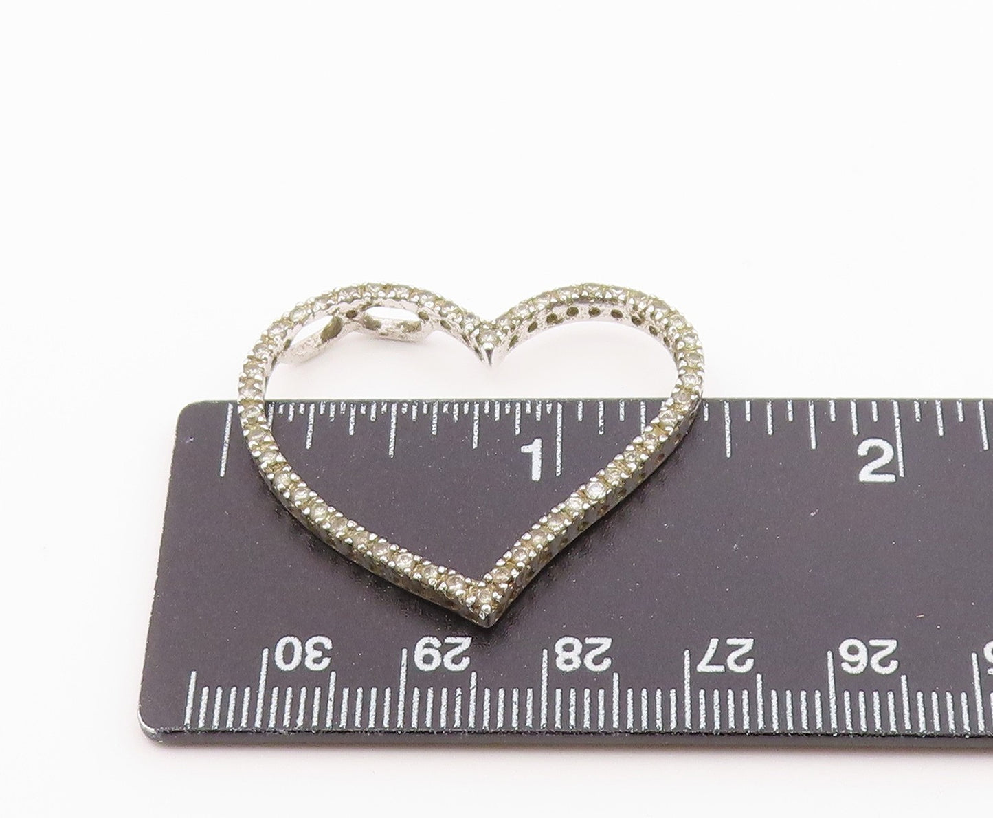 925 Sterling Silver Vintage Dainty Floating Topaz Love Heart Pendant PT20776