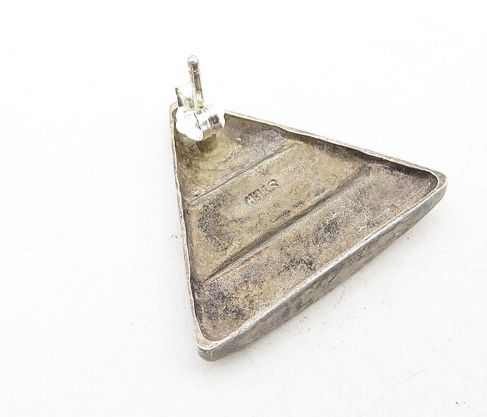 925 Sterling Silver Vintage Dark Tone Pyramid Shaped Drop Earrings EG4360